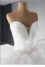 Luxury / Gorgeous White Cascading Ruffles Ball Gown Wedding Dresses 2024 Strapless Sleeveless Backless Court Train Wedding