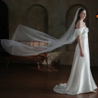 Vintage Originale Blanche Fait Main Perle 2 M Voile De Mariée 2025 Tulle