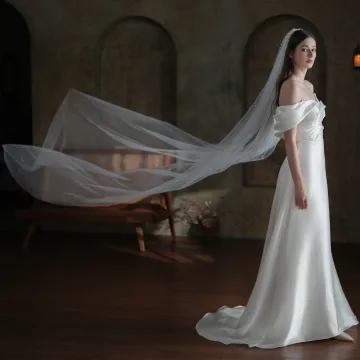 Vintage Retro White Handmade Pearl 2 M Wedding Veils 2025 Tulle