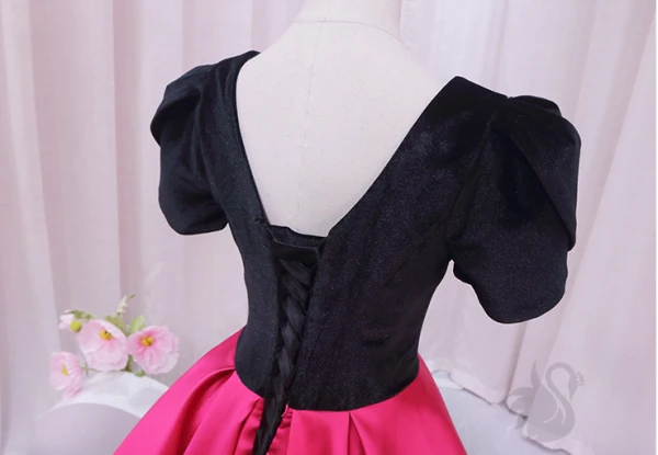 Vintage / Retro Ethnic Fuchsia Beading Prom Dresses 2024 Ball Gown Scoop Neck Floor-Length / Long Polyester Backless Prom Short Sleeve Formal Dresses