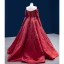 High End Burgunderrot Handgefertigt Perlenstickerei Pailletten Ballkleider 2022 Satin Ballkleid Off Shoulder Lange Ärmel Rückenfreies Sweep / Pinsel Zug Ball Festliche Kleider