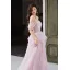 Modest / Simple Lavender Lace Flower Prom Dresses A-Line / Princess 2023 Off-The-Shoulder Sleeveless Backless Floor-Length / Long Tulle Prom Formal Dresses