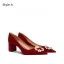 Chinese style Red Pearl Rhinestone Wedding Shoes 2026 5 cm Thick Heels Pointed Toe Wedding Pumps