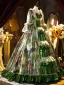 Vintage / Retro Medieval Green Glitter Bow Cosplay Lolita Prom Dresses 2024 Ball Gown Square Neckline Bell sleeves Backless Floor-Length / Long Formal Dresses