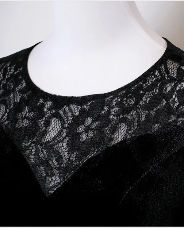 Vintage / Retro Black Lace Flower Satin Mother Of The Bride Dresses 2025 A-Line / Princess Scoop Neck Long Sleeve Backless Floor-Length / Long