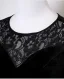 Vintage / Retro Black Lace Flower Satin Mother Of The Bride Dresses 2025 A-Line / Princess Scoop Neck Long Sleeve Backless Floor-Length / Long