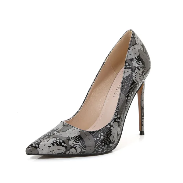 Schick Multifarben Gekritzel Strassenmode Weiß Pumps 2023 12 cm Stilettos Spitzschuh Pumps Hochhackige
