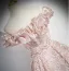 Chic / Beautiful Blushing Pink Flower Sequins Prom Dresses 2025 A-Line / Princess Ruffle Off-The-Shoulder Short Sleeve Backless Floor-Length / Long Prom Formal Dresses
