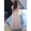 Chic / Beautiful Purple Gradient-Color Rhinestone Prom Dresses 2022 A-Line / Princess Square Neckline Puffy Short Sleeve Backless Floor-Length / Long Prom Formal Dresses