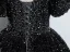 Glitzernden Schwarz Pailletten Ballkleid Ballkleider 2024 Eckiger Ausschnitt Kurze Ärmel Rückenfreies Lange Ball Festliche Kleider