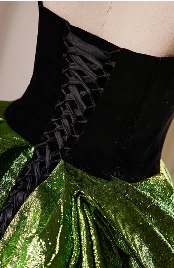 dark green prom dress corset Ball Gown Prom Dress 2021 Dark Green Pattern Sequin Corset Back Custom Color / 12 main image 1
