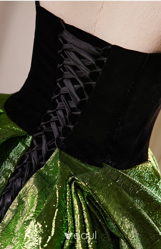 Elegant Dark Green Prom Dresses 2024 Ball Gown Strapless Sleeveless Backless Long Prom Elegant Dark Green Prom Dresses 2024 Ball Gown Strapless Sleeveless Backless Long Prom