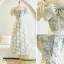 Chic / Beautiful Sage Green Flower Bridesmaid Dresses 2023 A-Line / Princess Puffy Short Sleeve Backless Tea-length Bridesmaid Dresses