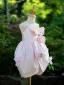 Chic / Beautiful Blushing Pink Appliques Birthday Flower Girl Dresses 2024 Spaghetti Straps Sleeveless Backless Short