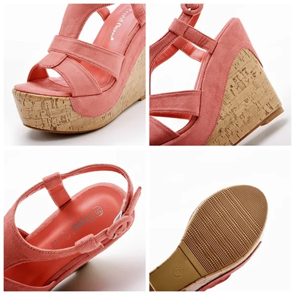 Fashion Purple Street Wear Womens Sandals 2025 T-Strap 12 cm Wedges Open / Peep Toe Sandals High Heels