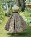 Chic / Belle Vert Cendré Impression Noeud Ceinture Anniversaire Robe Ceremonie Fille 2023 Princesse Encolure Carrée Gonflée Manches Courtes Longue