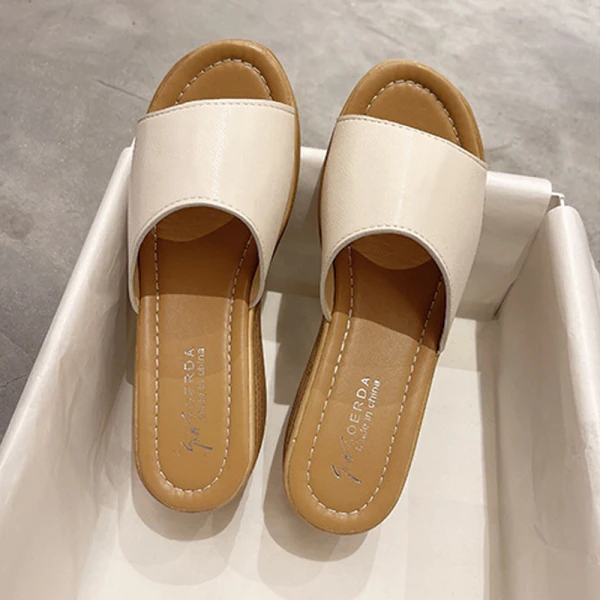 Schlicht Schwarz Freizeit Sommer Strand Sandalen Damen 2023 7 cm Keilabsatz Peeptoes Sandaletten