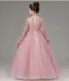 Elegant Candy Pink Beading Sequins Rhinestone Lace Flower Birthday Flower Girl Dresses 2025 Ball Gown Scoop Neck 3/4 Sleeve Floor-Length / Long
