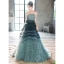 Modern / Fashion Ink Blue Cascading Ruffles Evening Dresses 2023 A-Line / Princess Strapless Sleeveless Backless Sweep Train Evening Party Formal Dresses