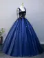 Élégant Bleu Roi Étoile Paillettes Robe De Bal 2025 Robe Boule Bretelles Spaghetti Sans Manches Dos Nu Longue Promo Robe De Ceremonie