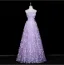 Flower Fairy Lavender Appliques Prom Dresses 2025 A-Line / Princess Strapless Sleeveless Backless Floor-Length / Long Formal Dresses