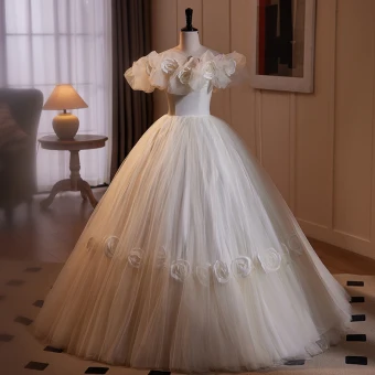 Chic Belle Blanche Appliques Légère Robe De Mariée 2024 Robe Boule De L Épaule Sans Manches Dos Nu Longue Mariage