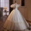 Schöne Weiß Applikationen Leichtes Brautkleider / Hochzeitskleider 2024 Ballkleid Off Shoulder Ärmellos Rückenfreies Lange Hochzeit