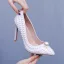 Elegante Witte Parel Bruidsschoenen 2025 11 cm Naaldhakken / Stiletto Spitse Neus Huwelijk Pumps Hoge Hakken