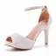 Chic / Beautiful White Pearl Wedding Shoes 2023 10 cm Stiletto Heels Open / Peep Toe Wedding Sandals High Heels