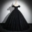 Charmant Schwarz Pailletten Ballkleider 2023 Ballkleid Off Shoulder Ärmellos Rückenfreies Lange Ball Festliche Kleider