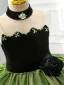 Chic / Beautiful Green Rhinestone Birthday Flower Girl Dresses 2024 Ball Gown Strapless Sleeveless Floor-Length / Long