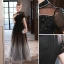 Chic / Belle Noire Perlage Perle Paillettes Robe De Soirée 2023 Princesse Col Haut Manches Courtes Longue Soirée Robe De Ceremonie