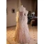Scintillantes Haut de Gamme Rougissant Rose Perle Appliques Paillettes Robe De Soirée 2023 Princesse De l'épaule 3/4 Manches Dos Nu Longue Soirée Robe De Ceremonie