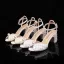 Sexy Weiß Perle Brautschuhe 2024 6 cm Thick Heels Knöchelriemen Peeptoes Hochzeit Sandaletten Hochhackige