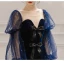 Mode Bleu Marine Paillettes Velours Robe De Soirée 2023 Trompette / Sirène Encolure Carrée Noeud Manches Longues Dos Nu Train De Balayage Soirée Robe De Ceremonie