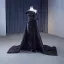 Charmant Noire Volants Trompette / Sirène Robe De Soirée 2023 Une épaule Manches Courtes Dos Nu Tribunal Train Soirée Robe De Ceremonie