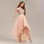 Bling Bling Gold Sequins Asymmetrical Prom Dresses 2024 A-Line / Princess Scoop Neck Sleeveless Prom Formal Dresses