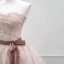 Schöne Rosa Pailletten Ballkleider 2023 A Linie Bandeau Ärmellos Rückenfreies Schleife Stoffgürtel Lange Festliche Kleider