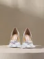 Mode Blanche Cuir Noeud Escarpins 2024 10 cm Talons Aiguilles À Bout Pointu Mariage Escarpins Talons Hauts