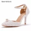 Élégant Blanche Perle Chaussure De Mariée 2023 Bride Cheville 9 cm Talons Aiguilles À Bout Pointu Mariage Sandales Talons Hauts