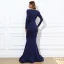 Vintage / Retro Burgundy Split Front Evening Dresses 2022 Trumpet / Mermaid V-Neck Long Sleeve Floor-Length / Long Evening Party Formal Dresses