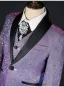 Fashion Bling Bling Purple 5-piece Glitter Rhinestone Long Sleeve Boys Wedding Suits 2025