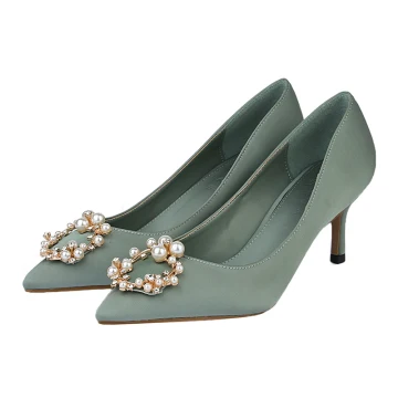 Chic Belle Noire Promo Perle Faux Diamant Escarpins 2023 Satin 6 Cm Talons Aiguilles À Bout Pointu Escarpins Talons Hauts