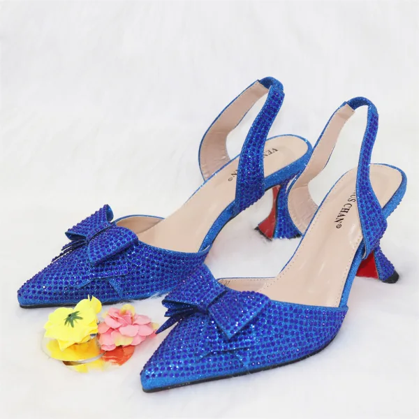 Charming Multi-Colors Rainbow Rhinestone Bow Womens Sandals Clutch Bags 2023 8 cm Stiletto Heels Evening Party Pointed Toe Sandals High Heels Clutch Bags