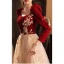 Chic / Beautiful Burgundy Beading Rhinestone Lace Flower Fall Winter Evening Dresses 2023 A-Line / Princess Square Neckline Long Sleeve Backless Bow Floor-Length / Long Evening Party