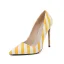 Fashion Street Wear Yellow Stripe Pumps 2023 12 cm Stiletto Heels Pointed Toe Pumps High Heels