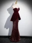 Sexy Burgundy Sequins Evening Dresses 2024 Trumpet / Mermaid Strapless Sleeveless Backless Floor-Length / Long Evening Party Formal Dresses