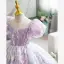 Chic / Beautiful Lavender Pearl Sequins Birthday Flower Girl Dresses 2022 Ball Gown Scoop Neck Puffy Short Sleeve Bow Short Flower Girl Dresses