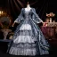 Medieval Vintage / Retro Olive Green Lace Flower Bow Prom Dresses 2025 Ball Gown Square Neckline Bell sleeves Backless Floor-Length / Long Prom Formal Dresses