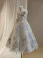 Chic / Beautiful Grey Beading Glitter Flower Birthday Flower Girl Dresses 2024 A-Line / Princess Scoop Neck Sleeveless Backless Bow Floor-Length / Long Tulle